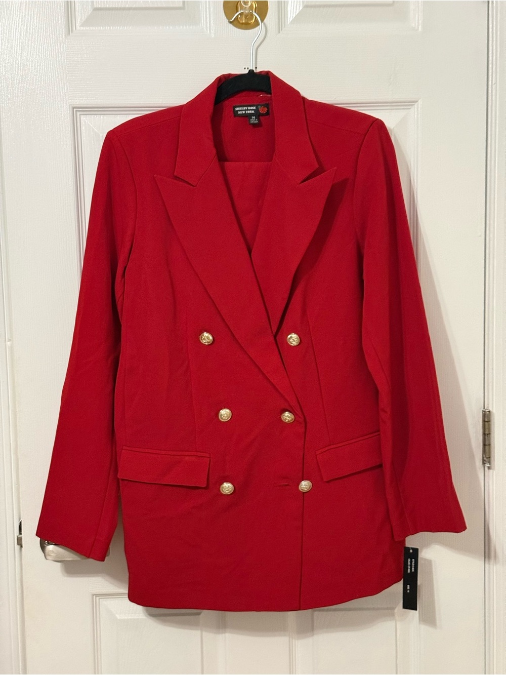 Red Double-Breasted Suit : Blazer & Pants with Gold Buttons NWT size 14